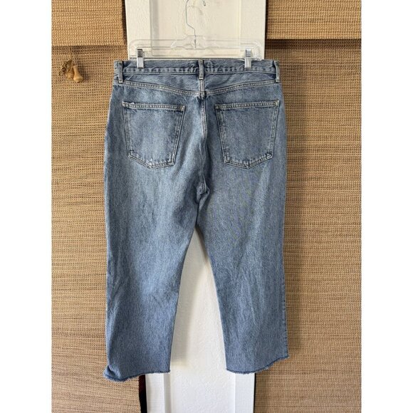 Agolde Lana Mid Rise Vintage Straight Jeans Cropped Distressed Size 32 A140-1206 - Picture 3 of 8